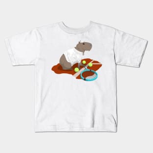 Capybara Tennis - White Kids T-Shirt